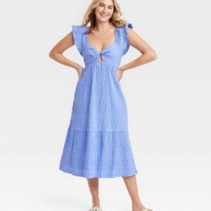 Universal Thread Blue Ruffled Tie Front Sundress